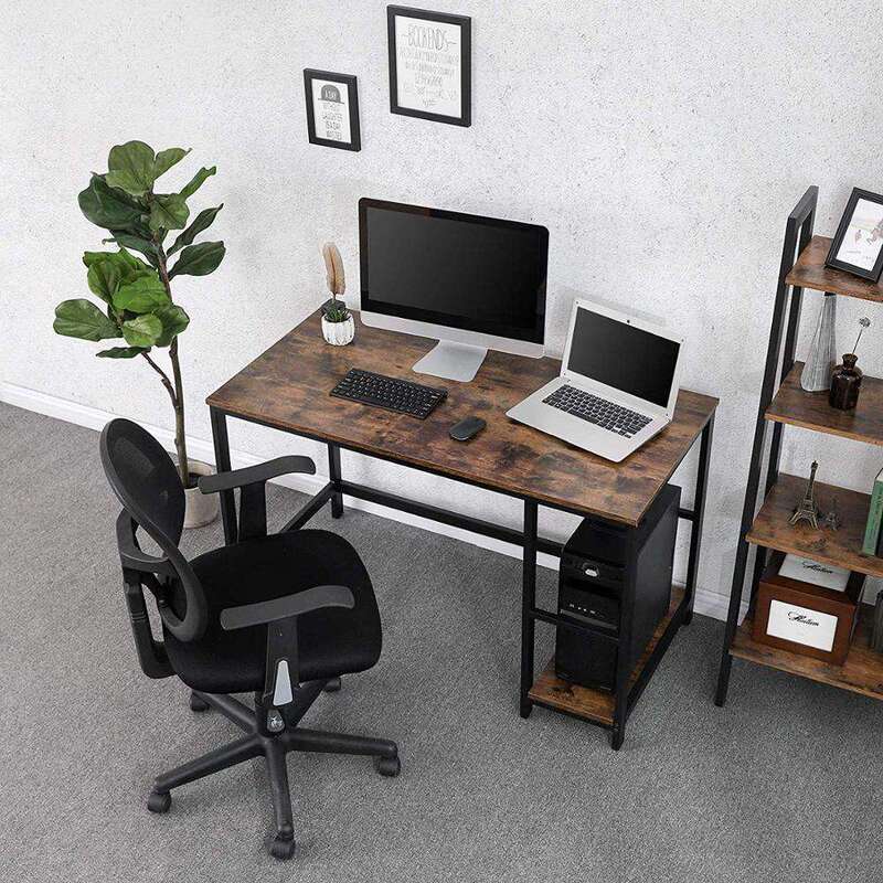 Simple Modern L-Shaped Wooden Computer Desk Office Desk Laptop Desk Workstation with 2-Layer Storage