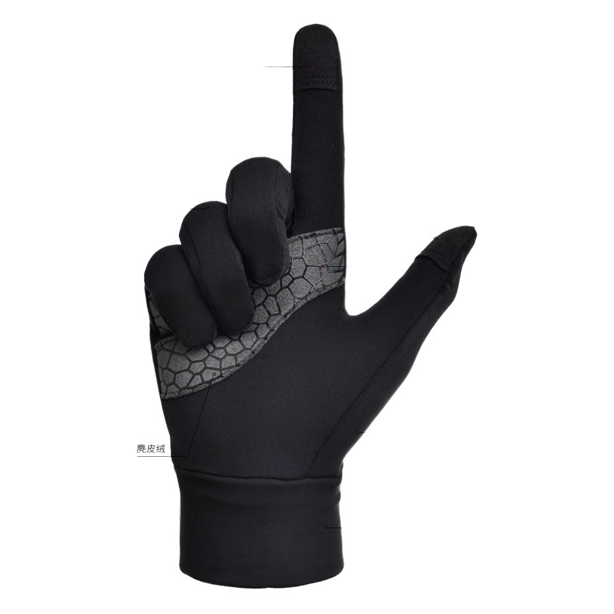 Running Gloves, Mountaineering, Outdoor Sports, Football Training, Full-Finger Anti-Slip, Fleece-Lined, Warm, Touch Screen, Thin Style, Autumn, Cross-Border