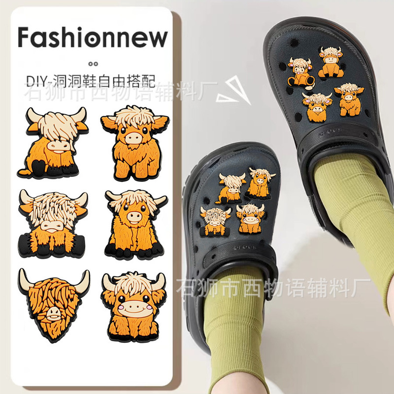 Scottish Alpine Cow Shoes Flower Shoes Buckle Hole Shoes Accessories High Sense Shoes Ornaments Hole Shoes Diy Shoes Accessories Cross Border