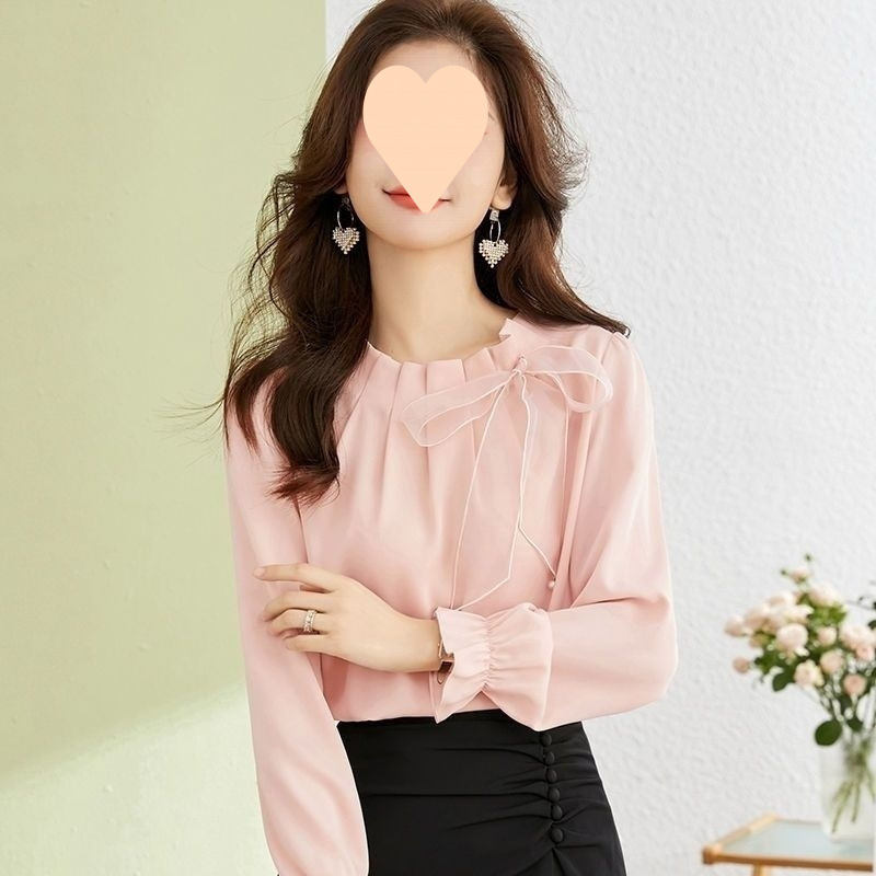 Shiffon spring design shirt with bow