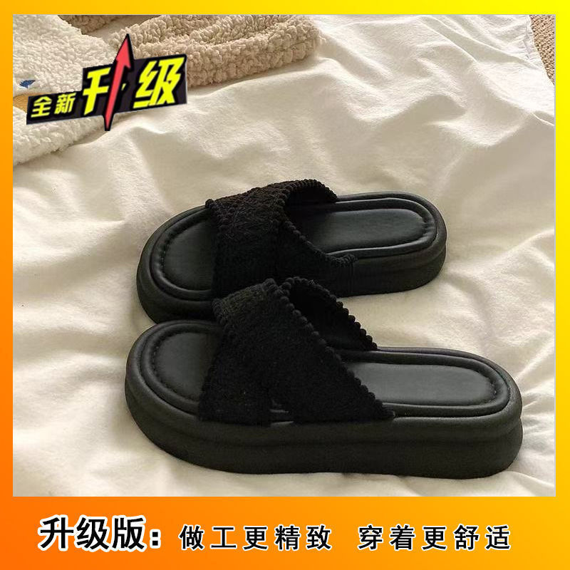 2025新款时尚交叉拖鞋女厚底外穿增高防滑凉拖eva沙滩外穿拖鞋女|undefined