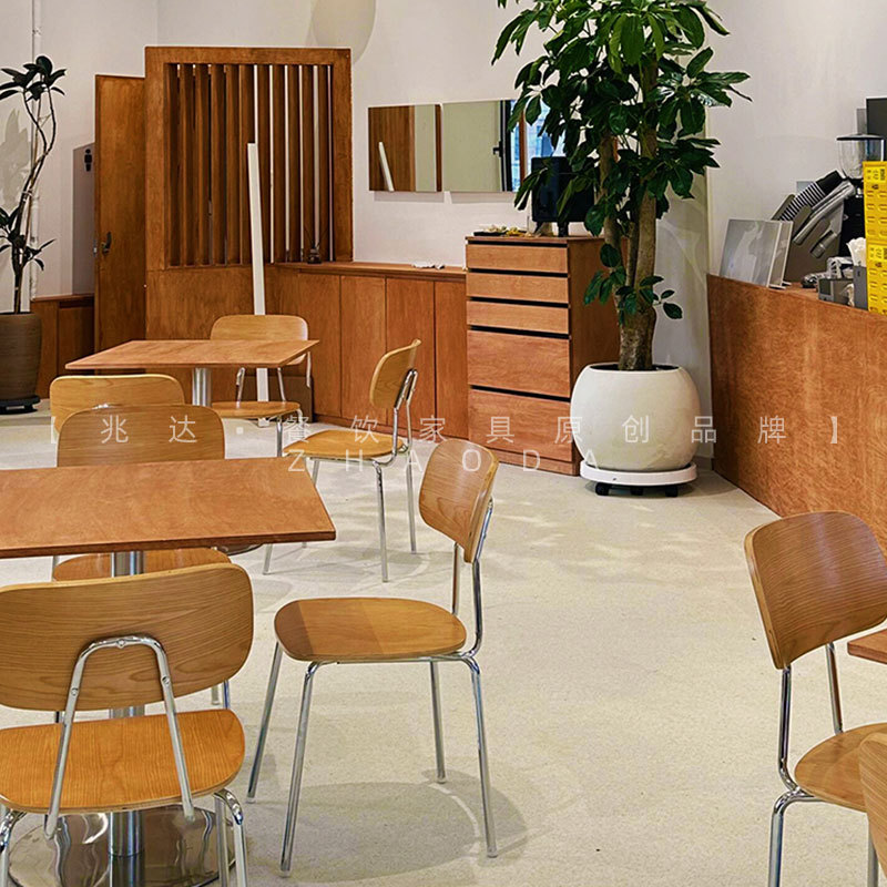 French Retro Coffee Shop Tables, Western Restaurant Tables and Chairs, Dining Internet-Famous Milk Tea Shop Round Tables, Bakery Shop Meeting Tables and Chairs