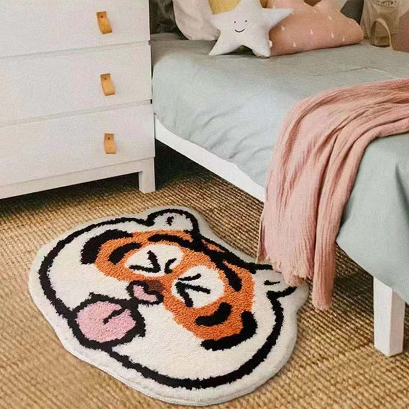 Spot cashmere plump tiger carpet shaped Tiger plush mat bedroom living room carpet floor mat
