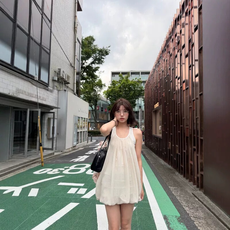 Mona·XH Korean-style design jellyfish dress, Dongdaemun summer new sweet bud sleeveless short dress