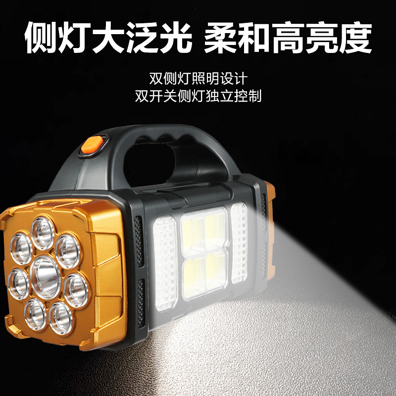 Linterna portátil solar de doble uso transfronteriza, luz de emergencia para exteriores, linterna LED recargable de mano con USB1678