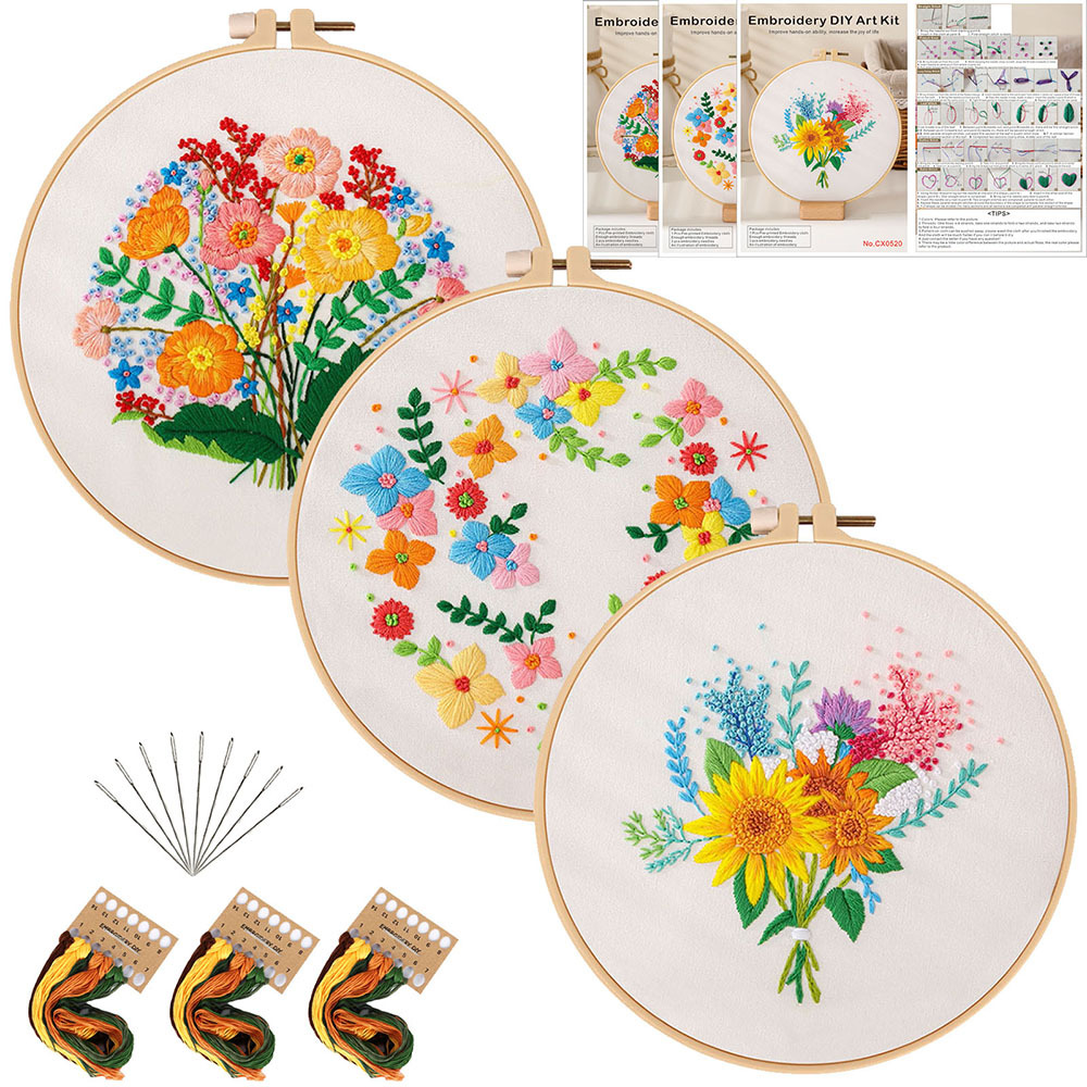 Nuevo kit original de material para bordado DIY hecho a mano, ramo floral, flores de mano, estilo europeo, amor, enamorados, transfronterizo, inglés