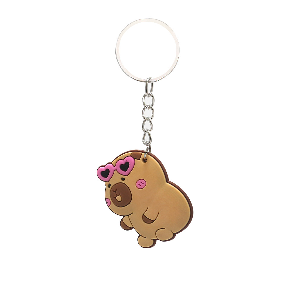 Llavero de capibara transfronterizo, bonito y de dibujos animados para niños, accesorio colgante para coche o bolso, venta al por mayor pequeña