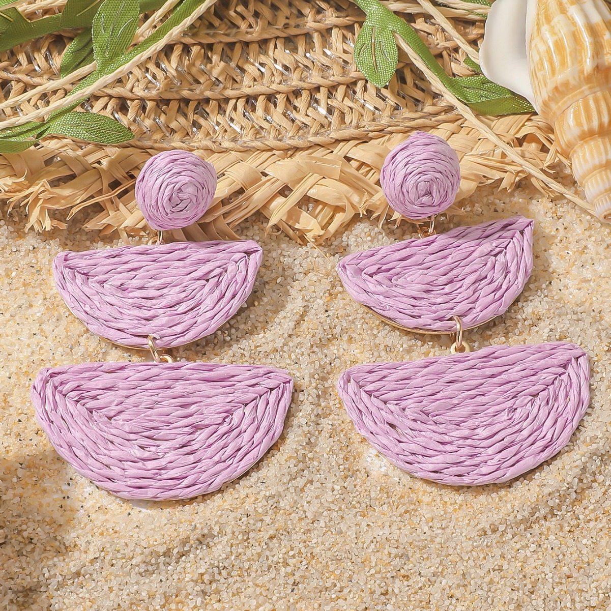 All Seasons Season 1 Pair Vacation Ethnic Style Geometric Raffia Drop Earrings
