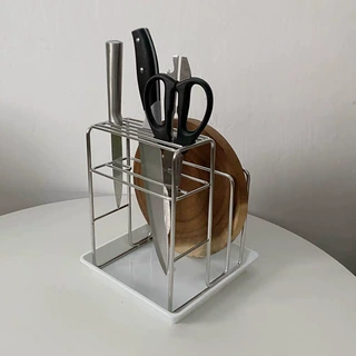 家用一体砧板收纳架304不锈钢菜刀架多功能刀具置物架菜板放置架