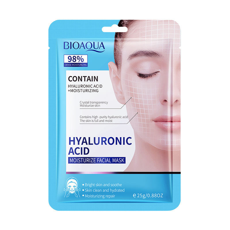 Todas las mascarillas faciales de ácido hialurónico BIOAOUA en inglés, mascarillas faciales hidratantes e hidratantes para el rejuvenecimiento de la piel, comercio exterior, fabricantes transfronterizos al por mayor image 6