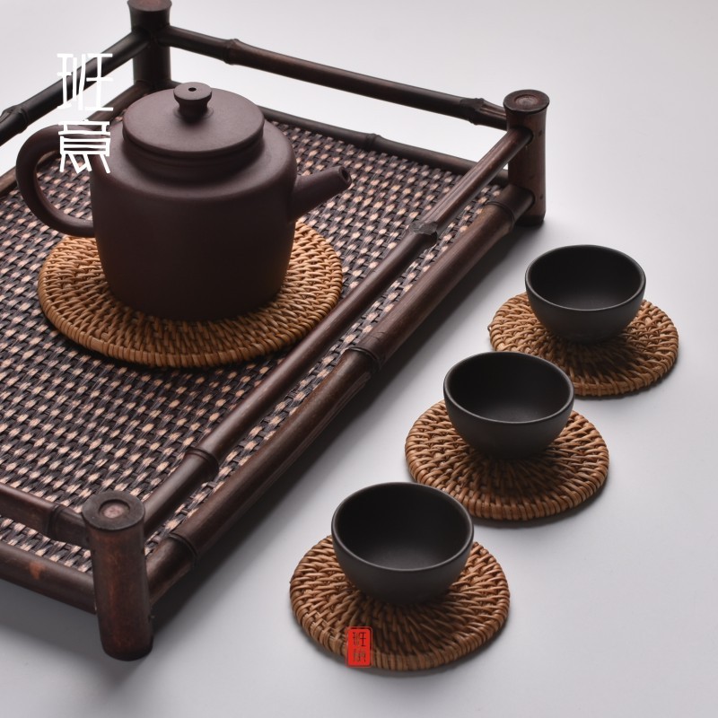 手工编织越南藤编杯垫茶具藤木养壶垫 越南老藤编杯垫批发|undefined