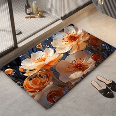 3D油畫風硅藻泥地墊花卉浴室防滑墊衛生間門口吸水腳墊子防滑地墊