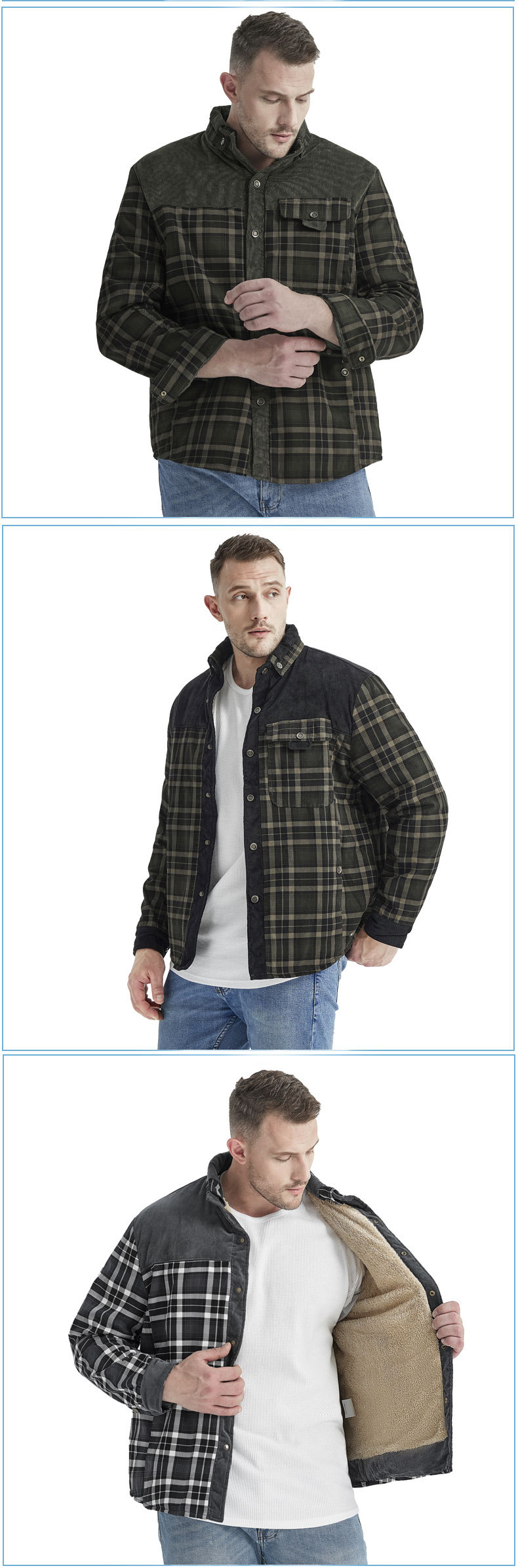 Men's Retro Plaid Cotton Jacket With Velvet Lining For Winter_voghion.com