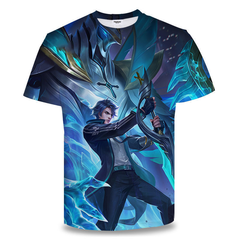 Camiseta de manga corta con estampado digital bidimensional de verano 3d verano para adolescentes y niños juego de gloria para hombres