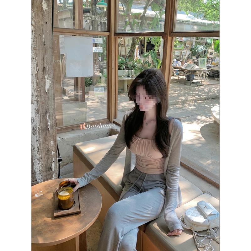 白水女 蜜桃奶昔 带胸垫吊带背心女内搭春季短款氛围感修身上衣|undefined