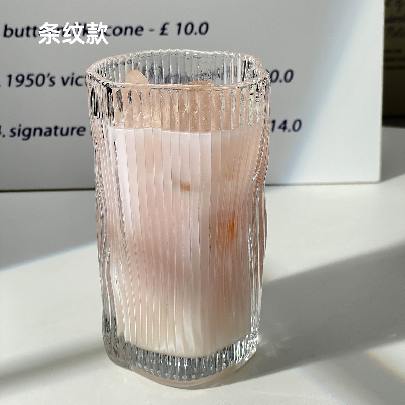 ins风家用不规则扭扭杯冰美式拿铁咖啡杯玻璃杯夏天果汁杯冷饮杯|undefined