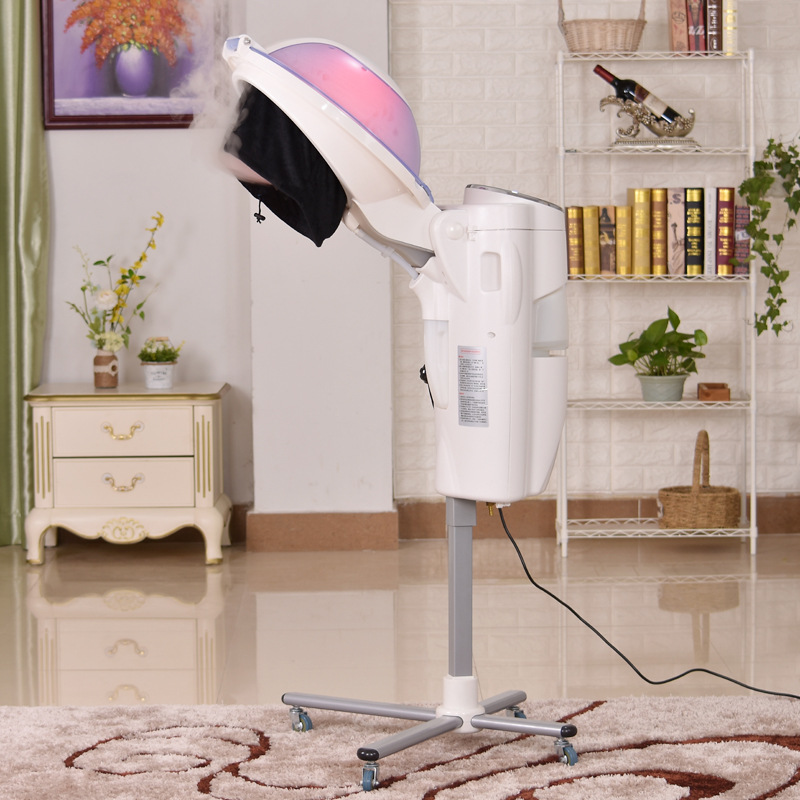 Vaporizador de Cabello Infrarrojo O3 con Ozono, Máquina de Micro-Niebla con Luz de 12 Colores para el Cuidado del Cabello y Tratamiento Infrarrojo