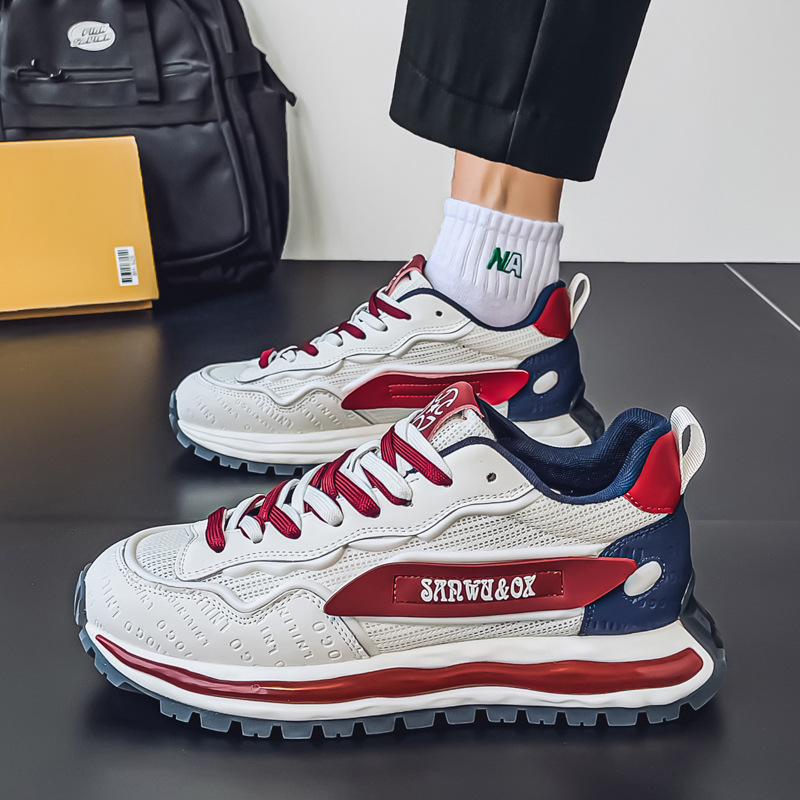 Forrest Gump Shoes European Station Four Seasons Zapatos deportivos casuales transpirables de malla Zapatos de fondo grueso de moda de todo fósforo para aumentar los zapatos de papá