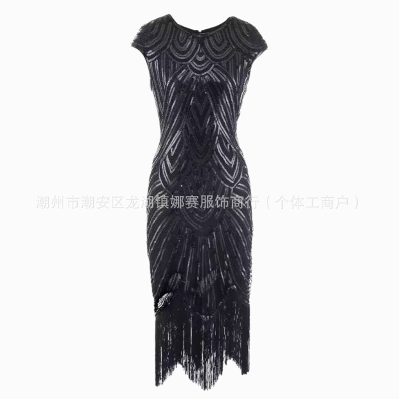 1920S Vintage Sequin Dress Gatsby Ball Gown Tassel Dress Party Banquet Dance Dress Beaded Cocktail Dress 1920S Vintage Sequin Dress Gatsby Ball Gown Tassel Dress Party Banquet Dance Dress Beaded Cocktail Dress