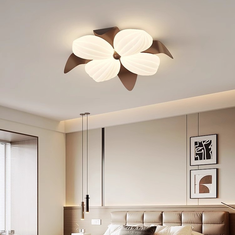 [Estrictamente seleccionado] Protección ocular de espectro completo, marrón, nueva lámpara de techo de estilo chino, habitación infantil de flores cálidas de estilo wabi-ji retro