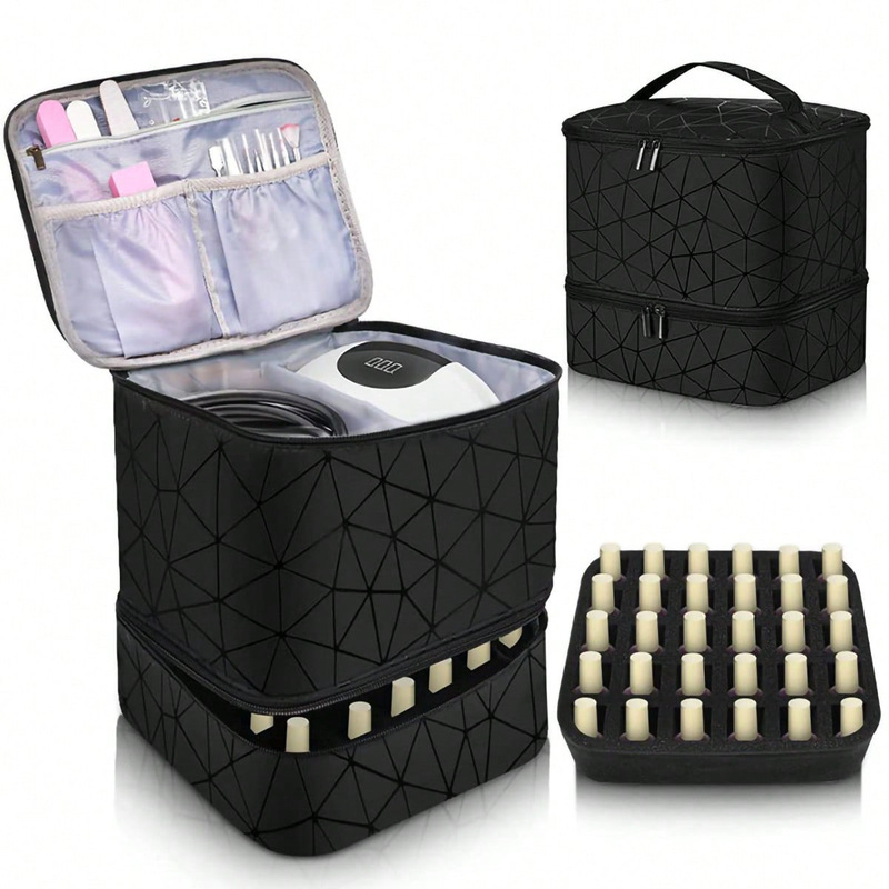Cross-border Explosive Double-layer Storage High-height Cosmetic Bag Large Capacity Portable Toiletry Bag Cosmetic Bag Nail Polish Storage Bag Cross-border Explosive Double-layer Storage High-height Cosmetic Bag Large Capacity Portable Toiletry Bag Cosmetic Bag Nail Polish Storage Bag