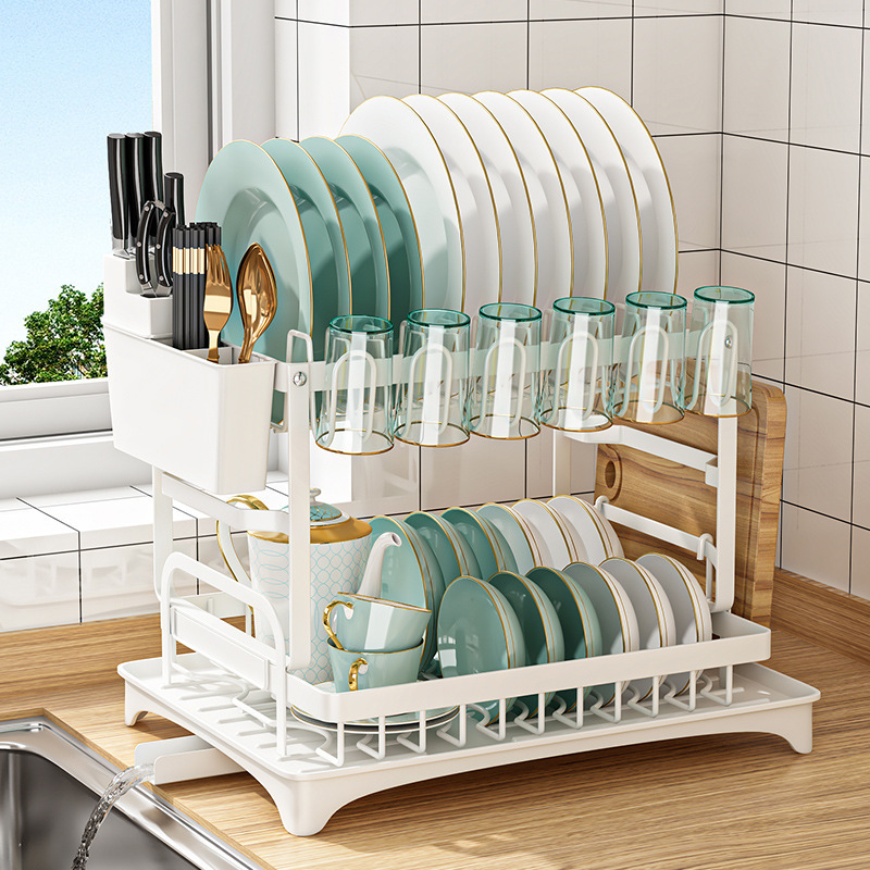 Escurridor y organizador de platos y tazones, multifuncional, ideal para cocina doméstica y almacenamiento de vajilla