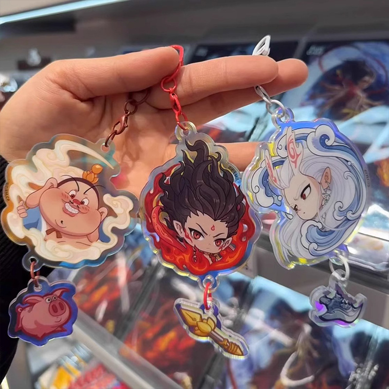 Nezha animation peripherals have the same cute school bag pendant cartoon acrylic keychain accessories bag packaging ornament pendant