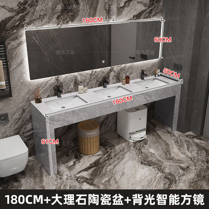 モダンでシンプルな大理石のダブル洗面台公共トイレ洗面台床置き洗面台キャビネットの組み合わせ|undefined