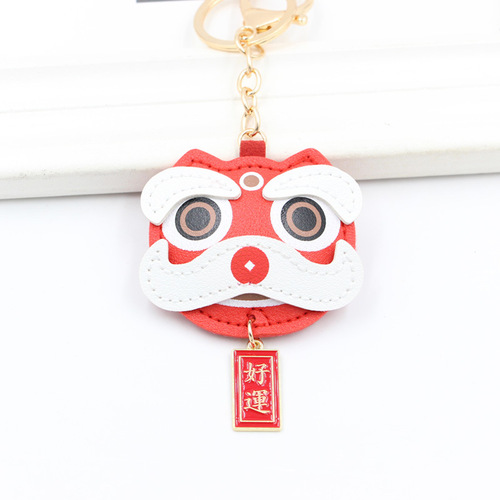 PU Small Tiger Keychain Pendant Lucky Tiger Bag Hook Small Tiger Combined Tag Gold Car Keychain Pendant