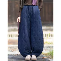 Winter keep warm retro trousers, flashlight, Chinese style, oversize, increased thickness