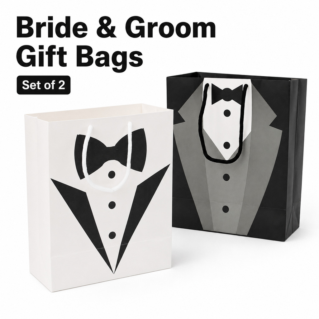 Bolso de mano con estampado de traje en blanco y negro estilo caballero, bolsa de regalo para bodas, bolsa de embalaje para regalos festivos.