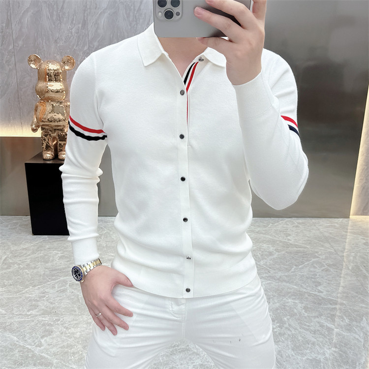 Cross-Border Sweater Men's 2025 Autumn and Winter New Bottoming Shirt European Fashion Accessible Luxury Lapel Long-Sleeved Loose Men's Sweater