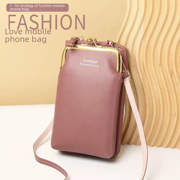 Cross-Border New Vertical Style Mobile Phone Bag for Women, Korean Style Fashionable Solid Color Multifunctional Summer Outing Small Crossbody Bag