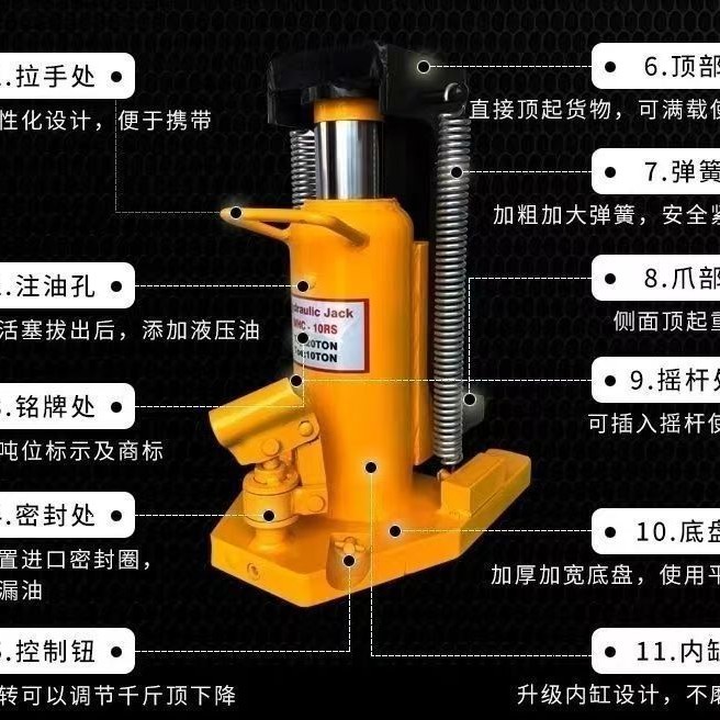 50T油压爪式千斤顶跨顶液压起道机鸭嘴式低位千斤顶爪部5T顶部10T
