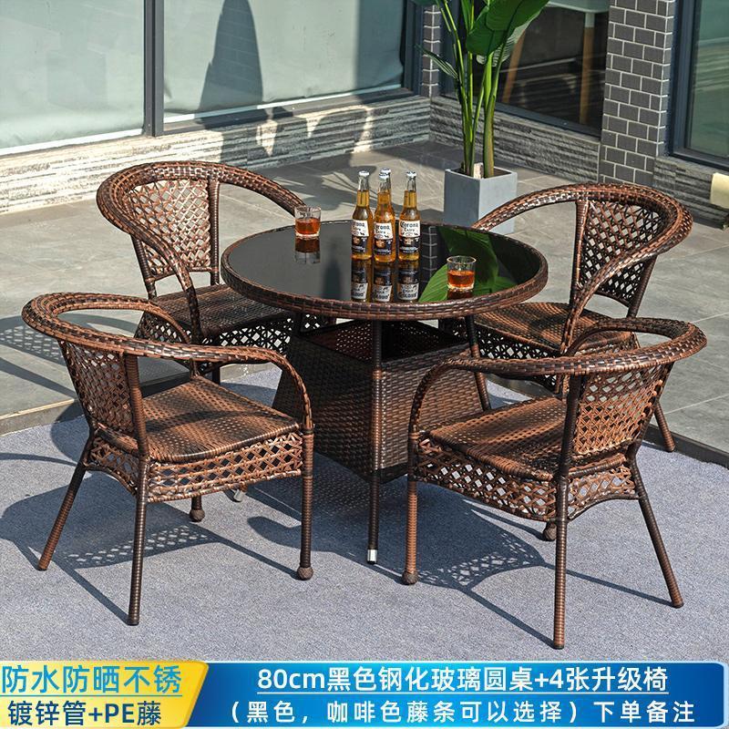 폭발 4 의자 + 80 검은 물결 원형 테이블