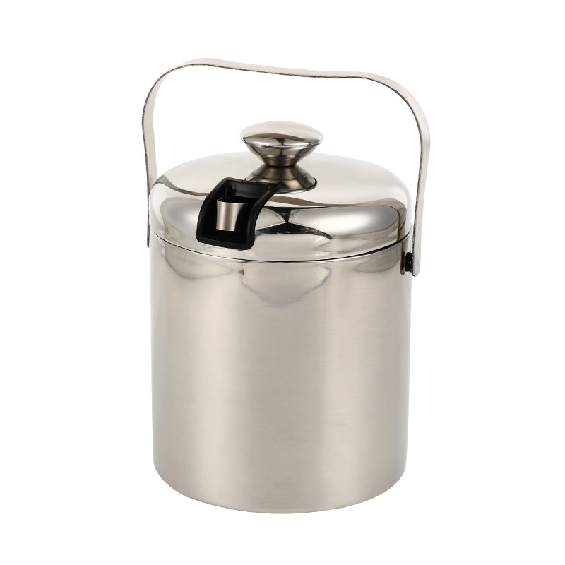 Customized stainless steel ice bucket double-layer insulation KTV bar red wine portable ice bucket customization creative champagne bucket