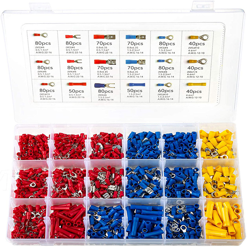 冷壓接線端子 1200pcs冷壓端子30J鉗子套裝 盒裝冷壓接線端子