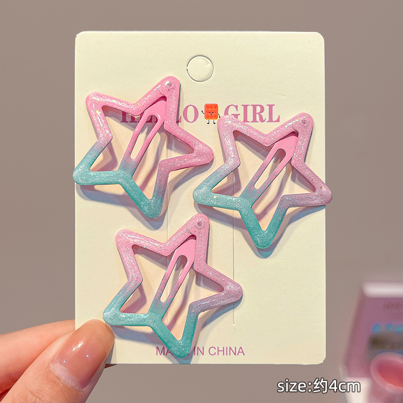 Color para niños lindo pequeño bb clip niña flequillo clip de cabello roto horquilla para bebé tocado de niña estrella horquilla