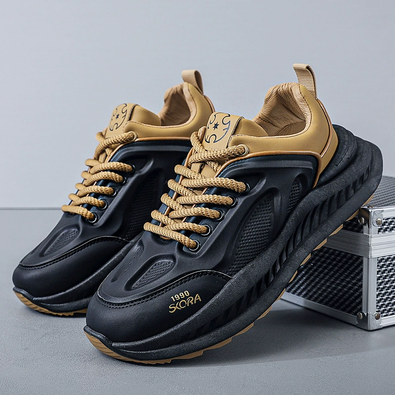 2025 новые осенние повседневные туфли, мужские туфли, модные кроссовки в корейском стиле, стильные мужские туфли, кроссовки для бега с толстой подошвой