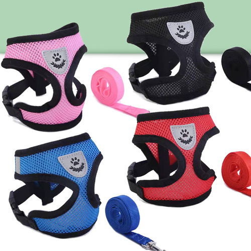 Dog leash cross-border mesh breathable harness anti-breakaway adjustable vest-style pet leash