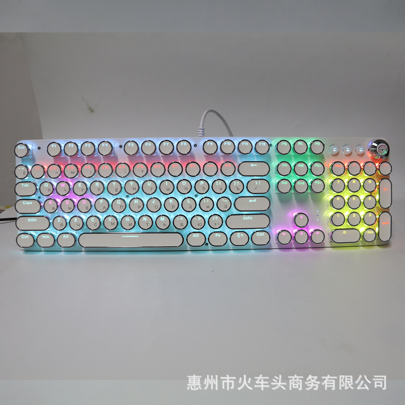 [ロシア語キーボード] レトロラウンドスチームパンクノブメカニカルキーボードクロスボーダー直販87/104キー在庫あり|undefined