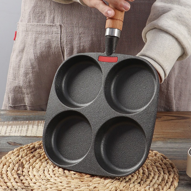 Huevo sartén antiadherente huevo freír artefacto profundización huevo hamburguesa molde hogar hierro fundido sartén sin recubrimiento huevo dumpling pot