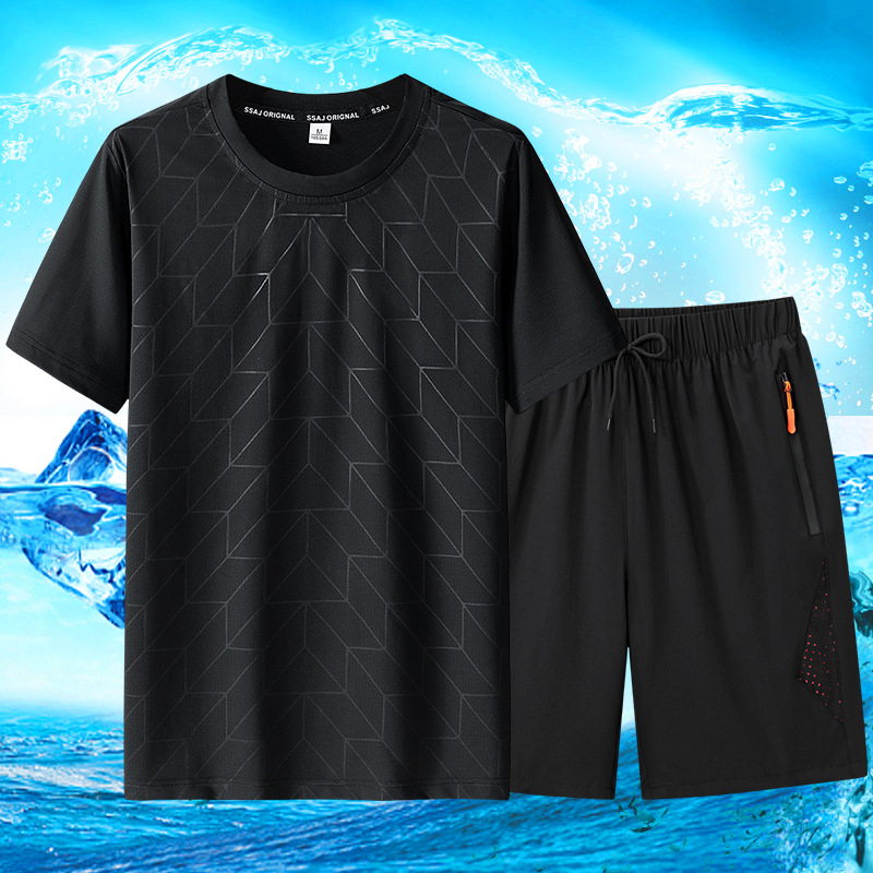 Summer New Men's Sports Suit Fitness Running Short-sleeved Men's Quick-drying Clothes Shorts Casual Two-piece Men's Clothing