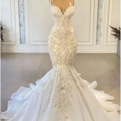 New African bride mermaid wedding dress...
