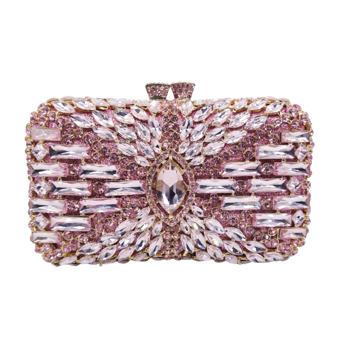 Nuevo bolso de cena de diamantes, caja metálica vacía, bolso de diamantes de mano de mujer, bolso de piedra de Rin