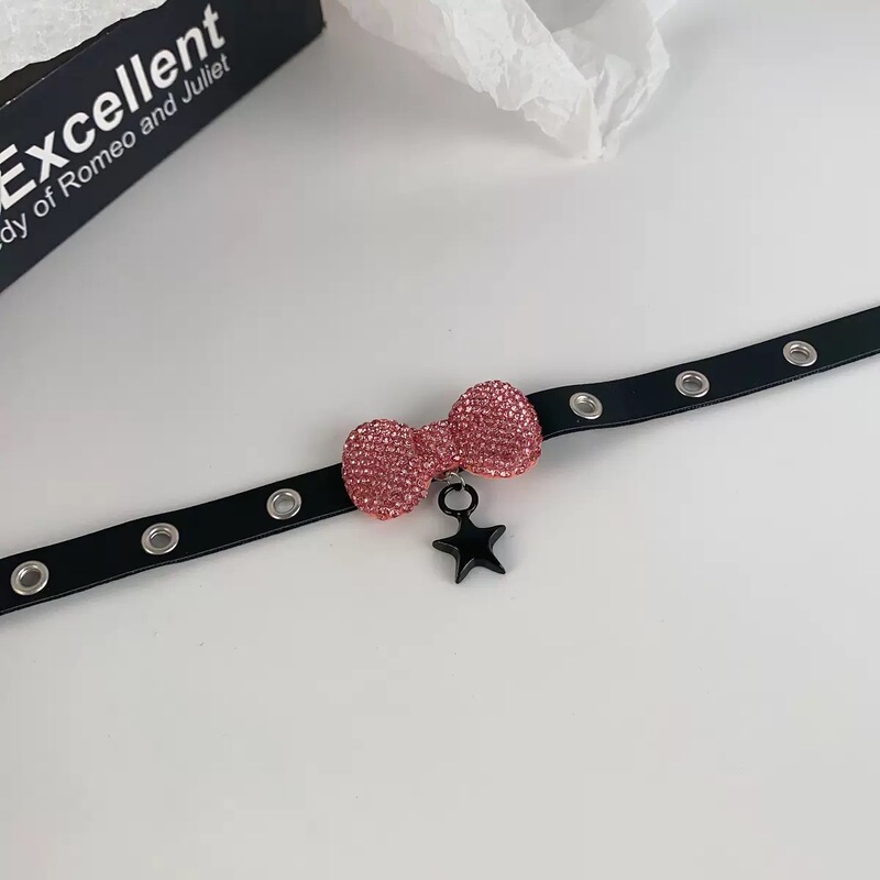 辣妹个性皮革项圈锁骨链女小众朋克choker暗黑风嘻哈项链女潮|undefined
