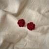 Retro burgundy earrings contains rose, winter ear clips, mosquito coil