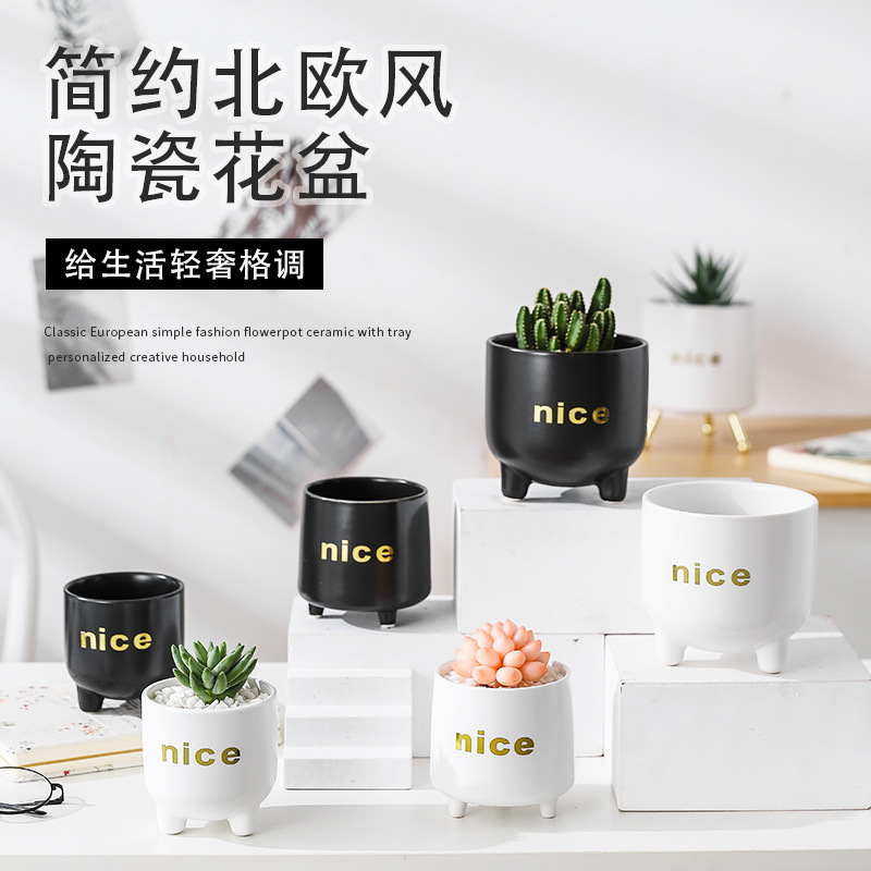 Ceramic modern flowerpot flower-shaped for home use