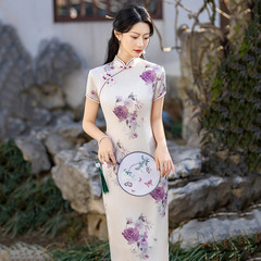 國風中式媽媽裝改良旗袍2025新款年輕款女復古修身短袖夏季中長款