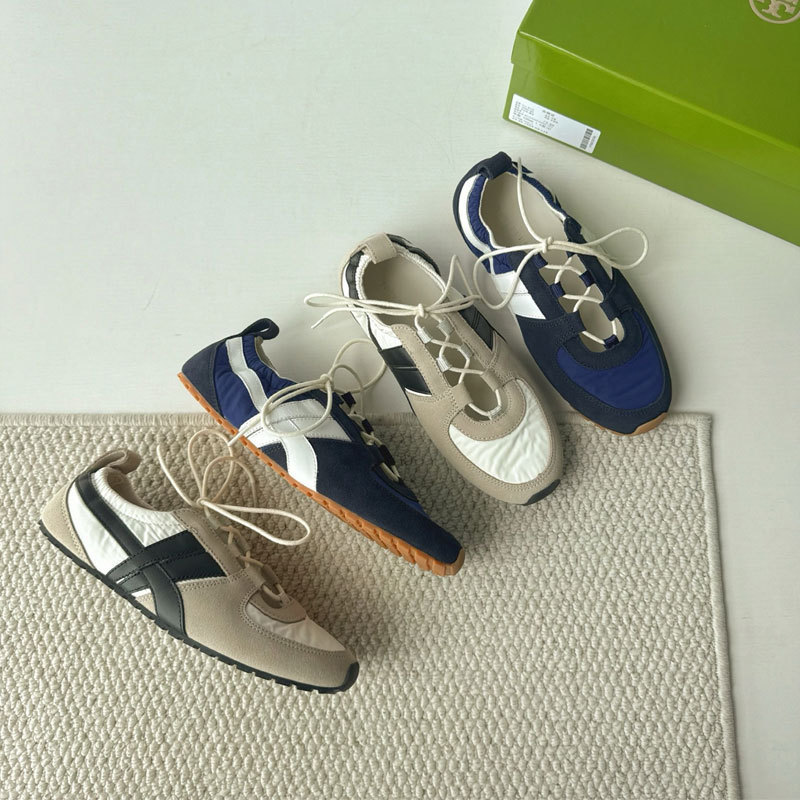 TB women's shoes cross-border 26 new model Hank flat lace-up casual ballet trainers color-block retro Cortez shoes for women